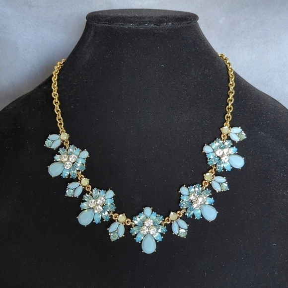 Francesca's Retro Style Blue and Clear Rhinestone Necklace - Picture 1 of 6